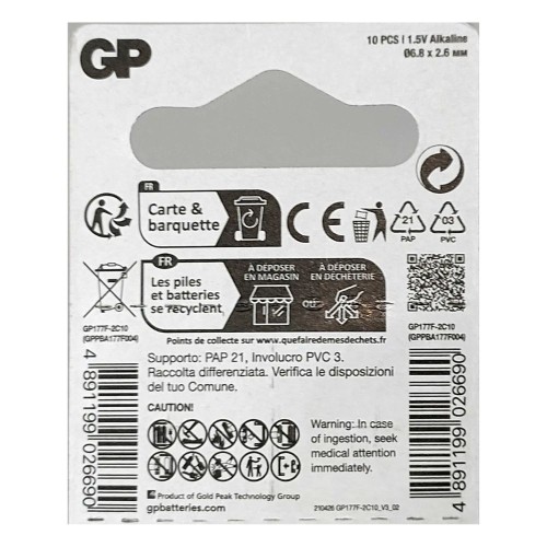 Батарейка GP 177/LR626/AG4/377 Alkaline (10шт)