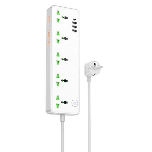 Мережевий подовжувач HOCO  AC13A Talento 5-position socket(1C3A) (1,5 m) White