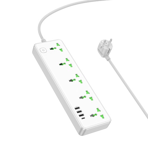 Мережевий подовжувач HOCO  AC13A Talento 5-position socket(1C3A) (1,5 m) White