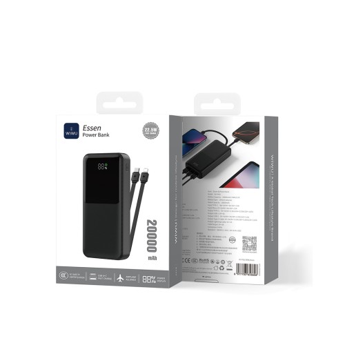 Зовнішній акумулятор WIWU Essen power bank 22.5W 20000mAh Wi-P082 (3C) Black