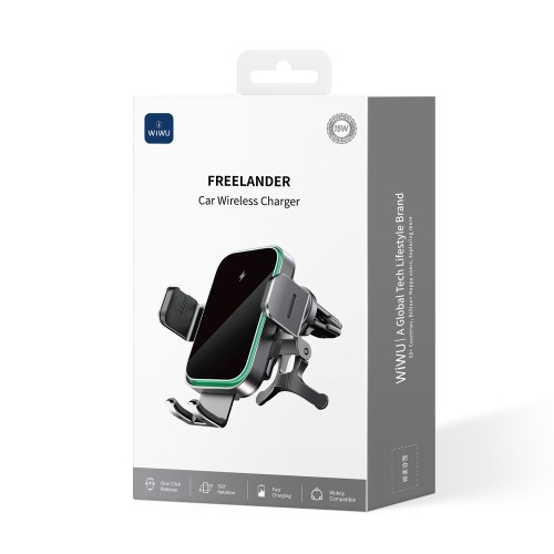 Автотримач для телефона з БЗП WIWU FREELANDER Car Wireless Charger CH-313 Black