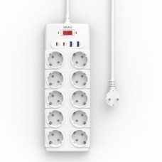 Мережевий подовжувач WIWU 14 in 1 20W GaN Power Strip 2C+2A+10AC Wi-S008 EU (2 m) White