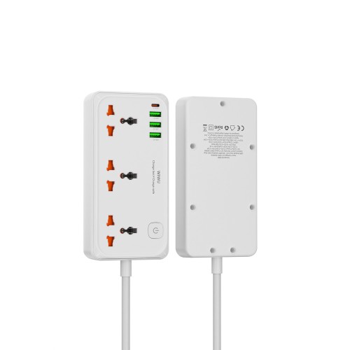 Мережевий подовжувач WIWU 30W Cube Multiple Function GaN Power Strip 1C3A+3 sockets Wi-S005 EU White