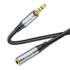 Аудiокабель HOCO UPA20 3.5mm male to 3.5mm female, nylon braid, 2m, Metal Gray