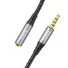 Аудiокабель HOCO UPA20 3.5mm male to 3.5mm female, nylon braid, 2m, Metal Gray