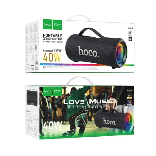 Портативна колонка HOCO HA10 Oleada outdoor BT speaker, 20W*2, Black