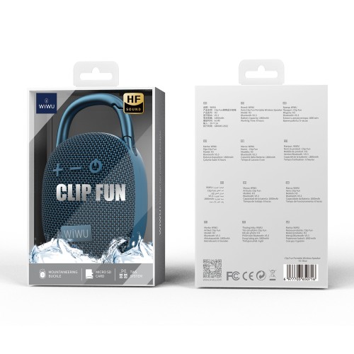 Портативна колонка WIWU H3 Clip Fun Portable 5W, IPX5, Blue