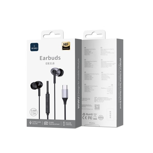 Навушники дротові WIWU EB318 Stereo Wired Earbuds EB318 (Type-C) Black