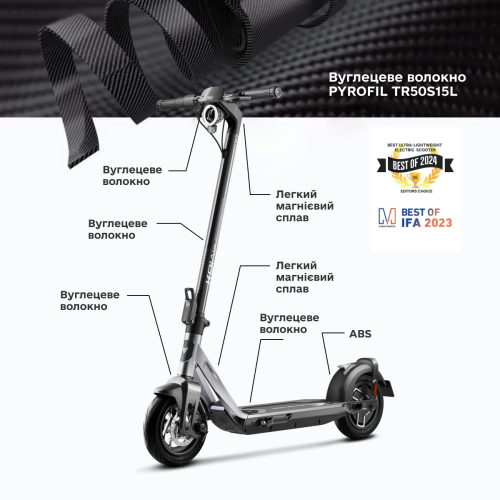 Електросамокат NIU KQi Air Black 9,5", 350(700)W, 9,4Ah, 50km, 25km/h, 20%, App, 11,9 kg