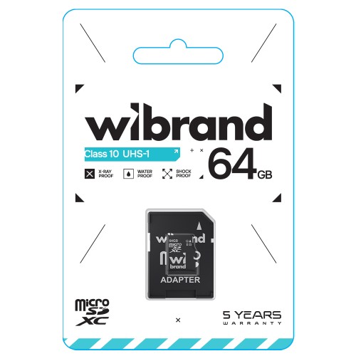 Карта пам'яті microSDXC (UHS-1) Wibrand 64Gb class 10 (adapter SD)