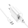 Мережевий зарядний пристрій з кабелем HOCO C109A Fighter single port QC3.0 charger set(Type-C) White