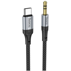 Аудiокабель HOCO UPA26 Type-C to 3.5mm male, nylon braid, 1m, Black