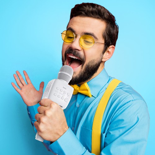 Портативна колонка-мікрофон HOCO BK5 Cantando karaoke microphone, 5W, White