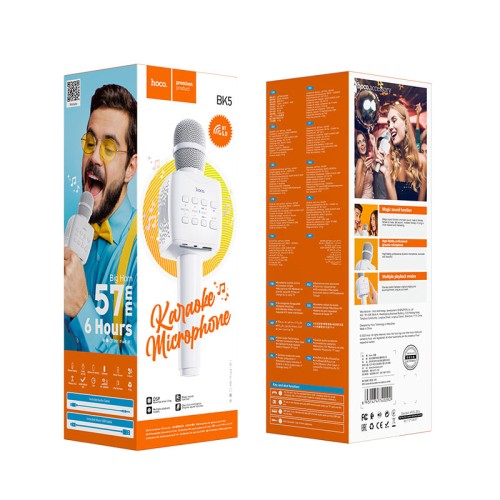 Портативна колонка-мікрофон HOCO BK5 Cantando karaoke microphone, 5W, White