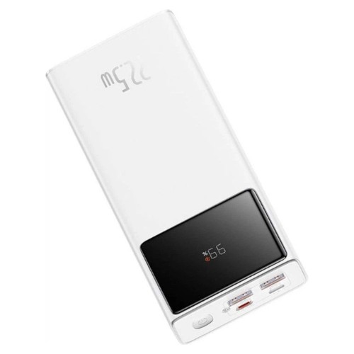 Зовнішній акумулятор Baseus Star-Lord Digital Display Fast Charge Power Bank 30000mAh 22.5W White（With Simple Series Charging Cable USB to Type-C 3A 0