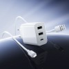Мережевий зарядний пристрій з кабелем BOROFONE BA105A Stellar three-port charger set (iP) (EU) White