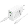 Мережевий зарядний пристрій з кабелем BOROFONE BA106A Stellar PD20W+QC3.0 charger set (C to iP) (EU) White