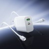 Мережевий зарядний пристрій з кабелем BOROFONE BA106A Stellar PD20W+QC3.0 charger set (C to iP) (EU) White