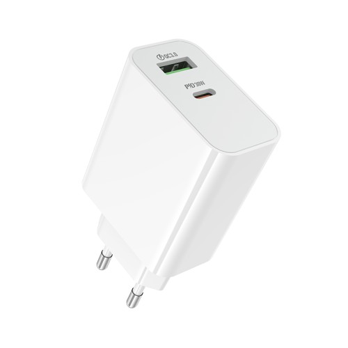 Мережевий зарядний пристрій BOROFONE BA108A Stellar PD30W+QC3.0 charger (EU) White