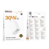 Мережевий зарядний пристрій BOROFONE BA108A Stellar PD30W+QC3.0 charger (EU) White