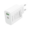 Мережевий зарядний пристрій BOROFONE BA108A Stellar PD30W+QC3.0 charger (EU) White