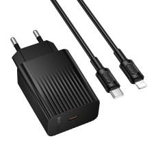 Мережевий зарядний пристрій з кабелем BOROFONE BAS75A Source single port PD30W charger set (C to iP) (EU) Black