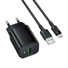 Мережевий зарядний пристрій з кабелем BOROFONE BAS82A Star single port QC3.0 charger set (Micro) (EU) Black