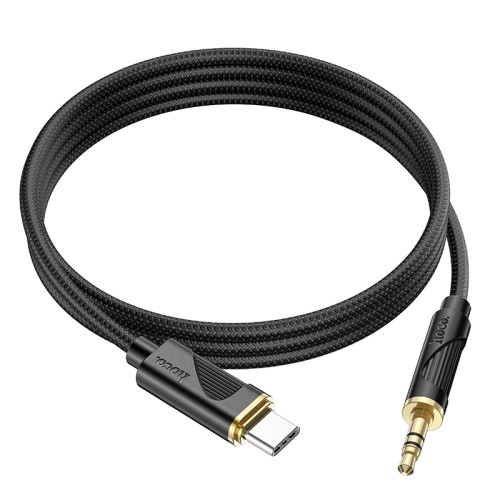 Аудiокабель HOCO UPA30 Type-C to 3.5mm male, nylon braid, 1m, Black