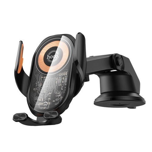 Автотримач для телефона з БЗП HOCO HW34 Blue whale 3-axis linkage wireless fast charging car holder(center console)