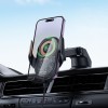 Автотримач для телефона з БЗП HOCO HW34 Blue whale 3-axis linkage wireless fast charging car holder(center console)