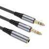 Аудіокабель HOCO UPA21 3.5mm male to 2 female, nylon braid, 0.25m, Metal Gray