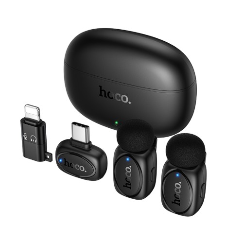 Бездротова мікрофонна система HOCO L19 Graceful dual-mic (iP/Type-C) Black