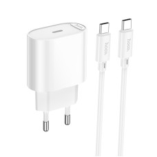 Мережевий зарядний пристрій з кабелем HOCO C109A(PD20W) Fighter single port PD20W charger set(C to C) White