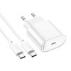 Мережевий зарядний пристрій з кабелем HOCO C109A(PD20W) Fighter single port PD20W charger set(C to C) White