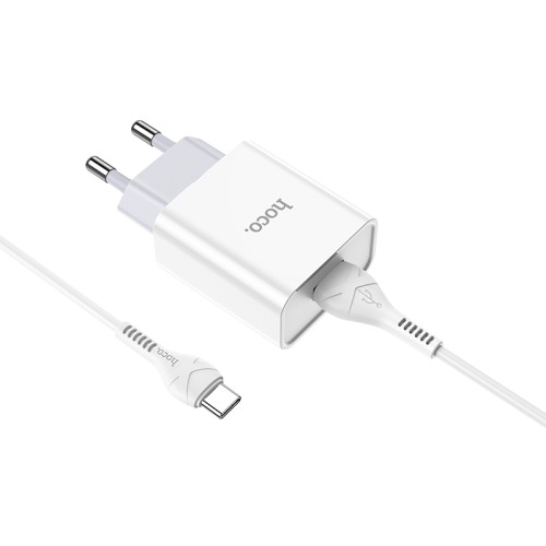 Мережевий зарядний пристрій з кабелем HOCO C81A Asombroso single port charger set(Type-C) White