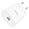 Мережевий зарядний пристрій з кабелем HOCO C94A Metro single port PD20W charger set(Type-C to Type-C) White