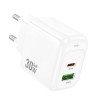 Мережевий зарядний пристрій HOCO CS55A Surplus PD30W+QC3.0 charger White