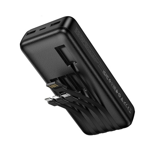 Зовнішній акумулятор HOCO J163A Wonderful power bank with 4 cables(20000mAh) Black