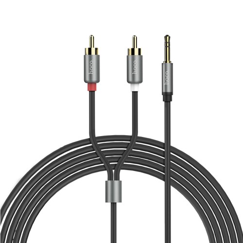 Аудіокабель HOCO UPA10 3.5mm male to double lotus RCA, TPE, 1.5m, Metal Gray