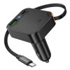 Автомобільний зарядний пристрій HOCO NZ18 Guardian PD65W(2C1A) car charger with retractable cable Black