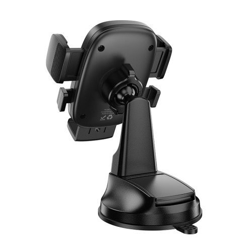 Автотримач для телефона HOCO H76 Crown one-button car holder(center console) Black Metal Gray