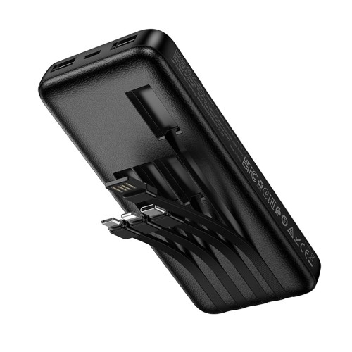 Зовнішній акумулятор HOCO J163 Wonderful power bank with 4 cables(10000mAh) Black