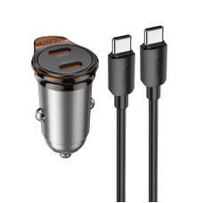 Автомобільний зарядний пристрій HOCO NZ16B Rigorous PD45W(2C) car charger set(C to C) metal grey