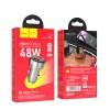 Автомобільний зарядний пристрій HOCO Z50 Leader 48W dual-port PD30W+QC3.0 car charger with digital display Metal Grey