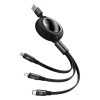 Кабель Baseus Bright Mirror 2 Series Retractable 3-in-1 Fast Charging  Data Cable USB to M+L+C 66W 1.1m Black