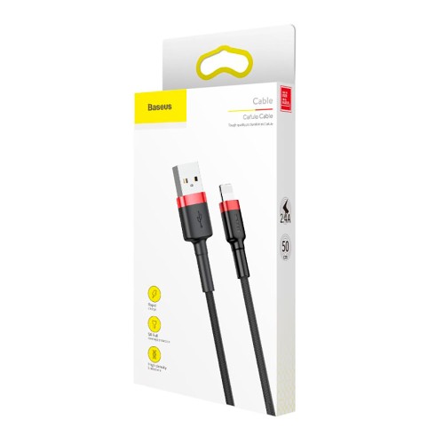 Кабель Baseus Cafule Cable USB For Lightning 2.4A 0.5m Red+Black