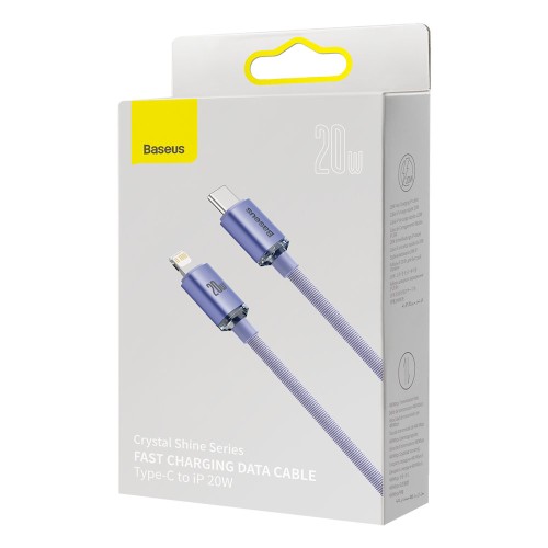 Кабель Baseus Crystal Shine Series Fast Charging Data Cable Type-C to iP 20W 1.2m Purple