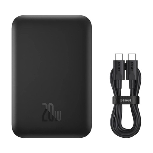 Зовнішній акумулятор Baseus Magnetic Mini Air Wireless Fast Charge Power Bank 6000mAh 20W Cluster Black（With Simple Series Charging Cable Type-C to