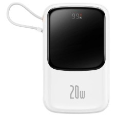 Зовнішній акумулятор Baseus Qpow Pro Digital Display Fast Charge Power Bank 10000mAh 20W iP Edition White（With: Simple charging cable Type-C 3A 0.3m W