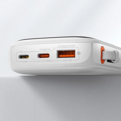 Зовнішній акумулятор Baseus Qpow Pro Digital Display Fast Charge Power Bank 10000mAh 20W iP Edition White（With: Simple charging cable Type-C 3A 0.3m W